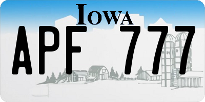 IA license plate APF777