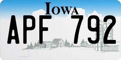 IA license plate APF792