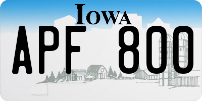 IA license plate APF800