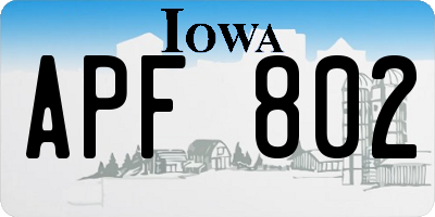 IA license plate APF802