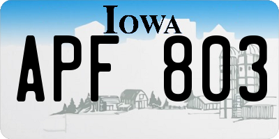 IA license plate APF803