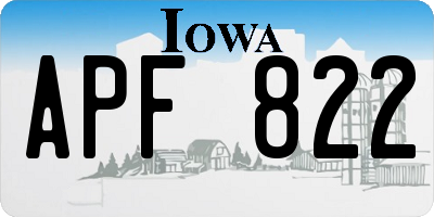 IA license plate APF822
