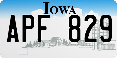 IA license plate APF829
