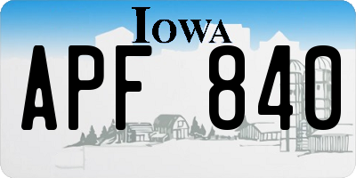 IA license plate APF840