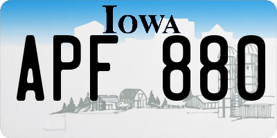 IA license plate APF880