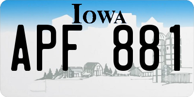 IA license plate APF881