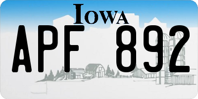 IA license plate APF892