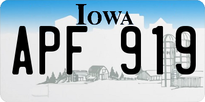 IA license plate APF919
