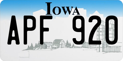 IA license plate APF920