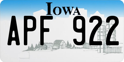 IA license plate APF922