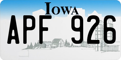 IA license plate APF926