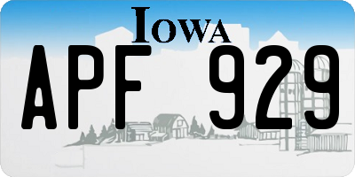 IA license plate APF929