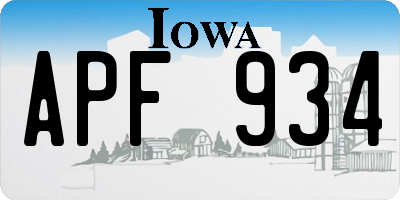 IA license plate APF934