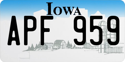 IA license plate APF959