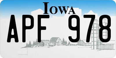IA license plate APF978