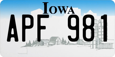 IA license plate APF981