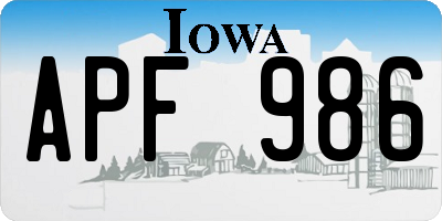 IA license plate APF986