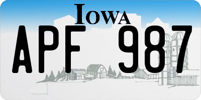 IA license plate APF987