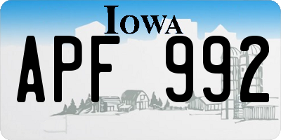 IA license plate APF992