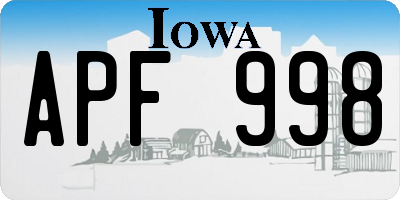 IA license plate APF998