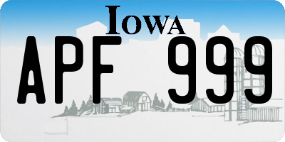 IA license plate APF999