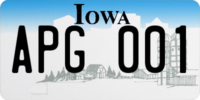 IA license plate APG001