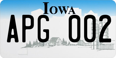 IA license plate APG002