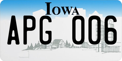 IA license plate APG006