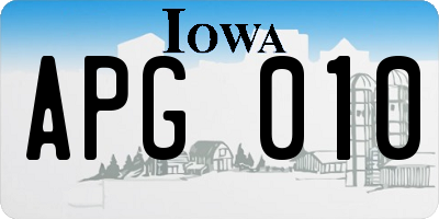 IA license plate APG010