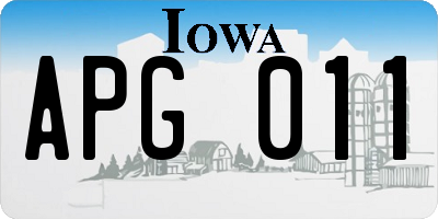 IA license plate APG011