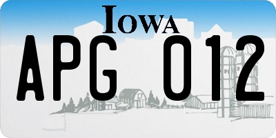 IA license plate APG012