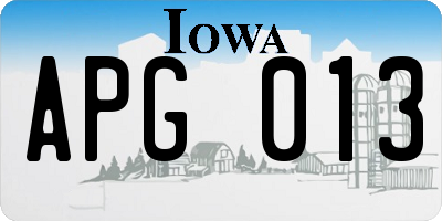 IA license plate APG013