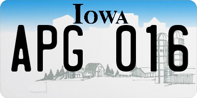 IA license plate APG016