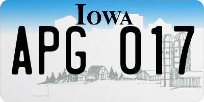 IA license plate APG017