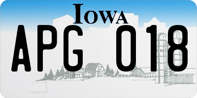 IA license plate APG018