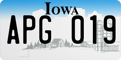 IA license plate APG019