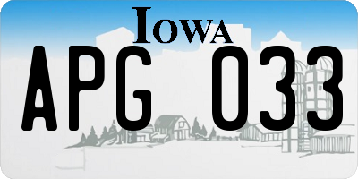 IA license plate APG033