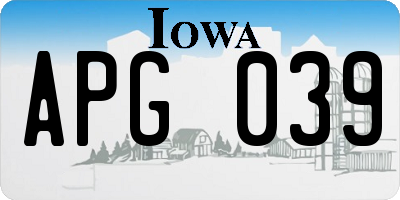 IA license plate APG039