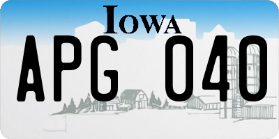 IA license plate APG040