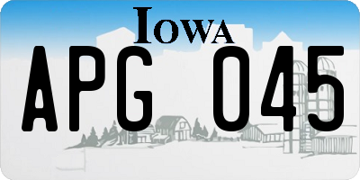 IA license plate APG045