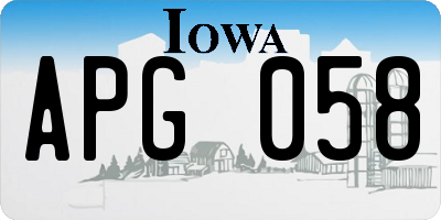 IA license plate APG058