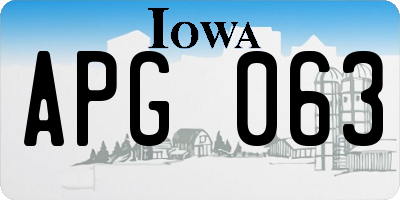 IA license plate APG063
