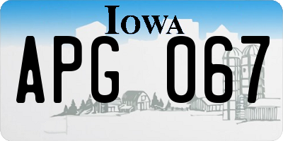 IA license plate APG067