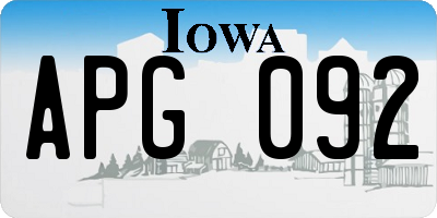 IA license plate APG092