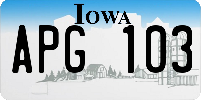 IA license plate APG103