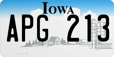IA license plate APG213