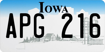 IA license plate APG216