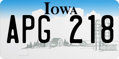IA license plate APG218