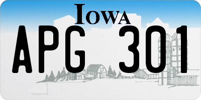 IA license plate APG301