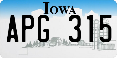 IA license plate APG315